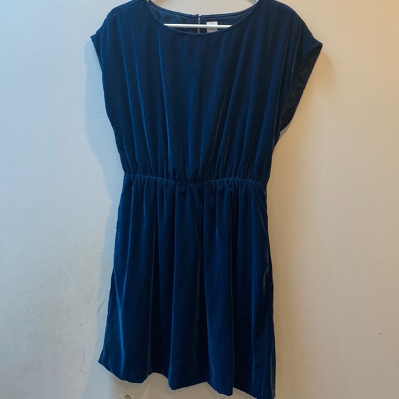 Peacock Blue Velvet Sleeveless Dress-brand new - Picture 1 of 3